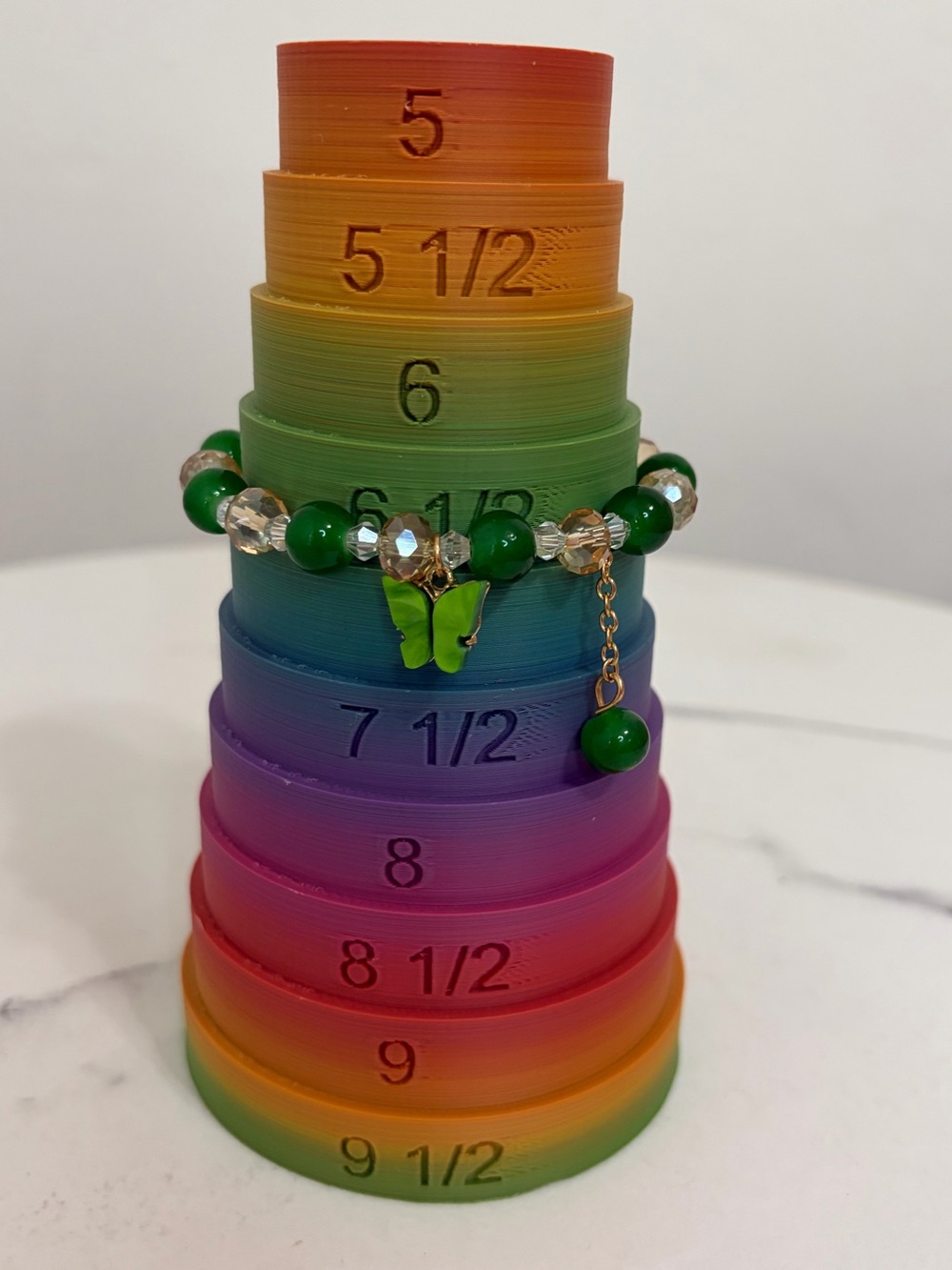 Green Jade and Glass Butterfly Bracelet - Picture 5 of 5